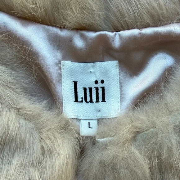 Luii Rabbit Fur Vest Purple & Off-white Ombré Large
